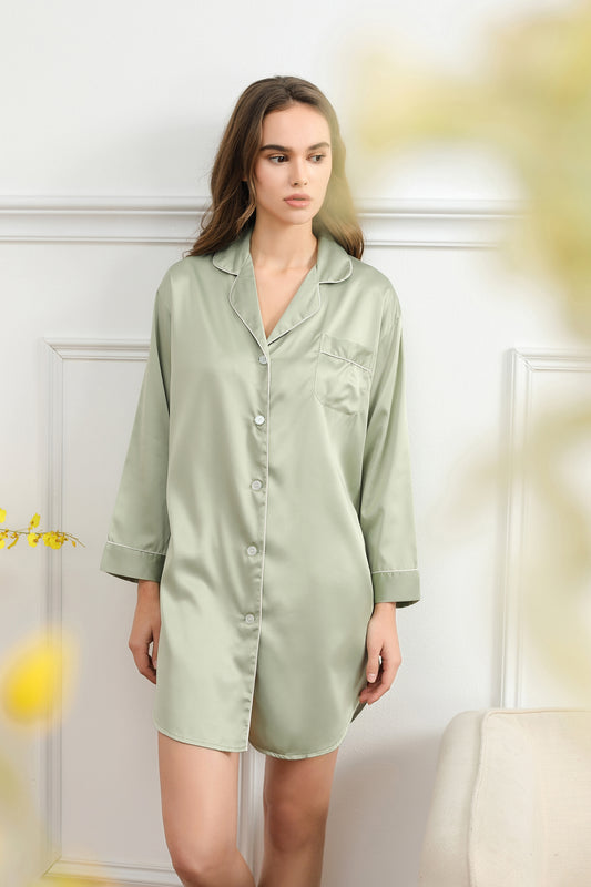 Sage Green Polyester Sleepshirt Pajama